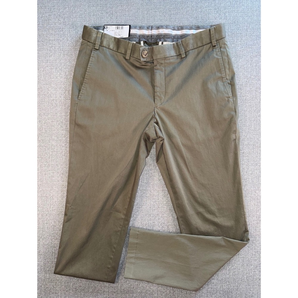 Hiltl‎ Tilo Slim Straight Chino Pants Mens 32X32 Olive Green Flat Front Trousers